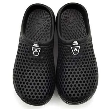 Amoji Garden Clogs Shoes Sandals House Slippers Home Room Shoes Indoor Outdoor Shower Shoe Sport Kids Child Children Baby Boys Girls (Toddler/Little Kid/Big Kid) Black 1-2 M US Little Kid