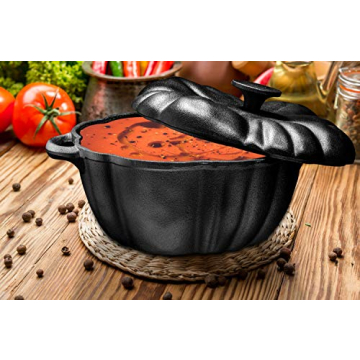 Bruntmor Cast Iron Pumpkin Soup Pot 4 Quart Dutch Oven