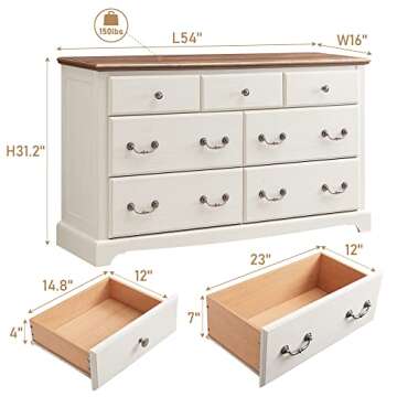 T4TREAM 7 Drawers Dresser Chests for Bedroom, Wood Vintage Chests of Drawers, Rustic Dressers Chset ...