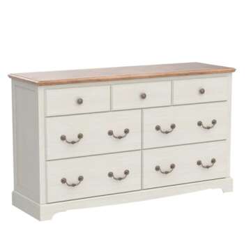 T4TREAM 7 Drawers Dresser Chests for Bedroom, Wood Vintage Chests of Drawers, Rustic Dressers Chset Organizer for Bedroom, Living Room, Hallway, Antique White