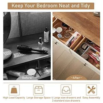 T4TREAM 7 Drawers Dresser Chests for Bedroom, Wood Vintage Chests of Drawers, Rustic Dressers Chset Organizer for Bedroom, Living Room, Hallway, Antique White