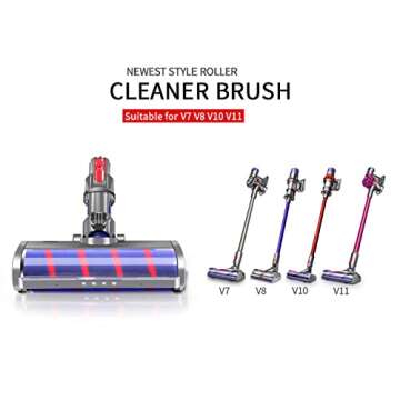 E.LUO Floor Head Soft Roller Brush Compatible with Dyson V7 V8 V10 V11 V15 Vacuum Cleaners Parts Rotatable Motorhead