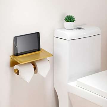 Smart Home Double Toilet Paper Holder with Shelf
