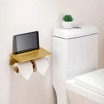 Smart Home Double Toilet Paper Holder with Shelf