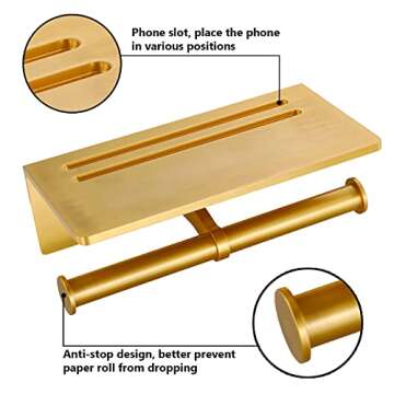 Smart Home Double Toilet Paper Holder with Shelf