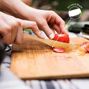 Bamboo Cutlery Set | Travel Cutlery Set | Eco Friendly Flatware Set | Knife, Fork, Spoon and Straw| Wooden Cutlery Set | Camping Cutlery Set with Travel Pouch | 7.9 Inch | Olive | Bambaw