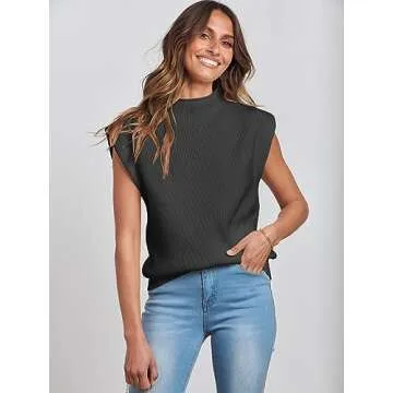 Chic Women's Mock Neck Sleeveless Sweater Vest