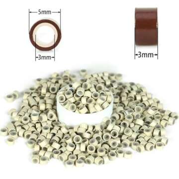 1000 Silicone Micro Link Rings 5mm Lined Beads for Hair Extensions (1 Pack)