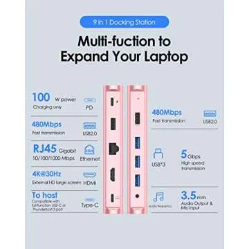 LENTION USB C Docking Station with 100W PD, 4K HDMI, Gigabit Ethernet, USB 3.0/2.0, Aux Adapter for ...