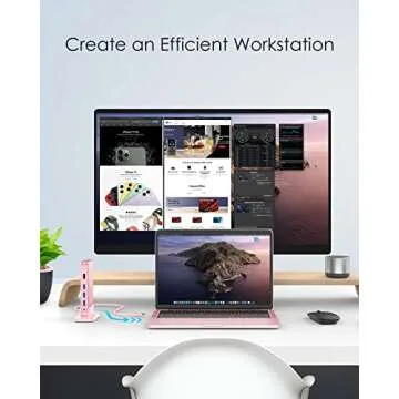 LENTION USB C Docking Station with 100W PD, 4K HDMI, Gigabit Ethernet, USB 3.0/2.0, Aux Adapter for 2023-2016 MacBook Pro/Mac Air/Surface/Steam Deck, More, Stable Driver Certified (CB-D53, Rose Gold)