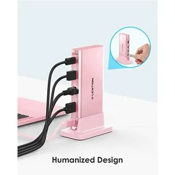 LENTION USB C Docking Station with 100W PD, 4K HDMI, Gigabit Ethernet, USB 3.0/2.0, Aux Adapter for 2023-2016 MacBook Pro/Mac Air/Surface/Steam Deck, More, Stable Driver Certified (CB-D53, Rose Gold)