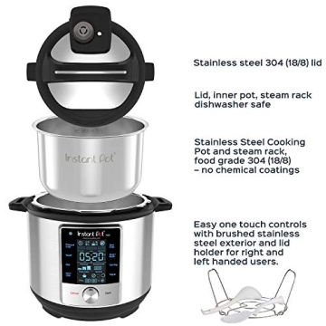 Instant Pot Max 6 Quart Multi-use Electric Pressure Cooker with 15psi Pressure Cooking, Sous Vide, Auto Steam Release Control and Touch Screen