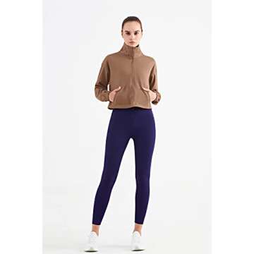 altiland Half Zip Pullover Cropped Jackets for Women Long Sleeve Workout Athletic Running Yoga Shirts (M, Cocoa Brown)