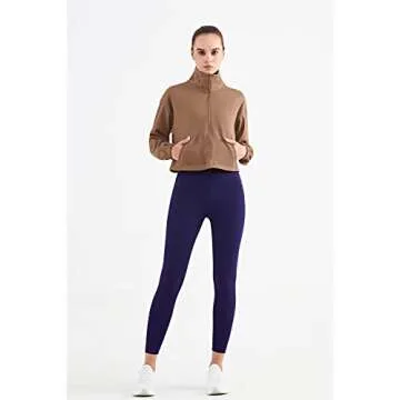 altiland Half Zip Pullover Cropped Jackets for Women Long Sleeve Workout Athletic Running Yoga Shirts (M, Cocoa Brown)