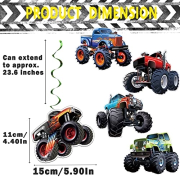 Monster Truck Hanging Swirls Set - 25PCS Party Decorations