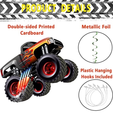Monster Truck Hanging Swirls Set - 25PCS Party Decorations