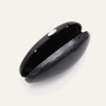 WYZIG Women Shell Shape Acrylic Evening Clutch Purse Shiny Egg Marble Handbag Wedding Party Prom Shoulder Bag, Black