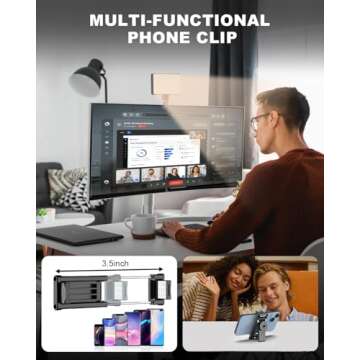 RAYMENGE 120 LED Selfie Light for Phone with Front & Back Clip, 3 Light Mode CRI 95+ 2500K-9000K Infinitely Dimmable Light, 3000mAh High Power Rechargeable Clip On Light for Selfie, Tiktok, Vlog