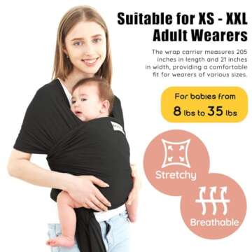 Acrabros Baby Wrap Carrier,Hands Free Baby Carrier Sling,Lightweight,Breathable,Softness,Perfect for...