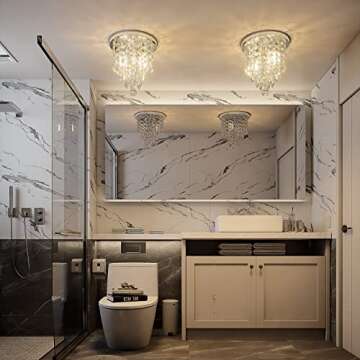 baunoisk 3 Lights Mini Chandelier Fixture H11xW10 Small Modern Crystal Flush Mount Ceiling Light for...