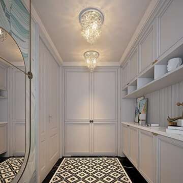 baunoisk 3 Lights Mini Chandelier Fixture H11xW10 Small Modern Crystal Flush Mount Ceiling Light for Bathroom Bedroom Hallway Closet Dining Room Silver(G9 Base)