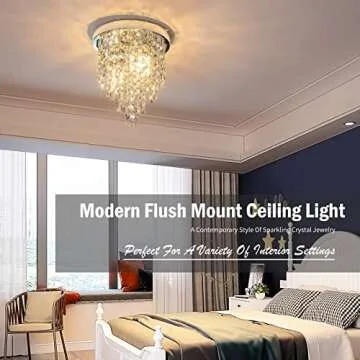 baunoisk 3 Lights Mini Chandelier Fixture H11xW10 Small Modern Crystal Flush Mount Ceiling Light for Bathroom Bedroom Hallway Closet Dining Room Silver(G9 Base)
