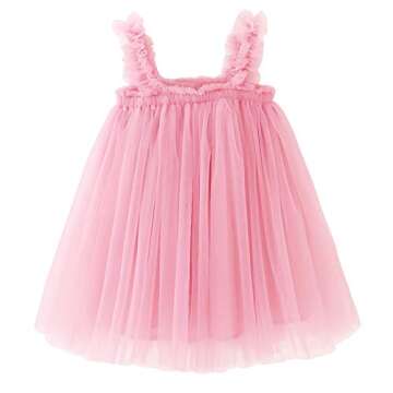 BGFKS Layered Tulle Tutu Dress for Toddler Girls,Baby Girl Rainbow Tutu Princess Skirt Set with Flower Headband.(Pink,12 Months)