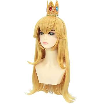 Morvally Blonde Princess Wig Set with Crown & Earrings