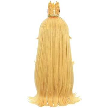 Morvally Blonde Princess Wig Set with Crown & Earrings