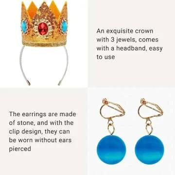 Morvally Blonde Princess Wig Set with Crown & Earrings