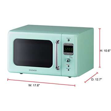 Daewoo KOR-7LREM Retro Countertop Microwave Oven 0.7 Cu.'., 700W | Mint Green