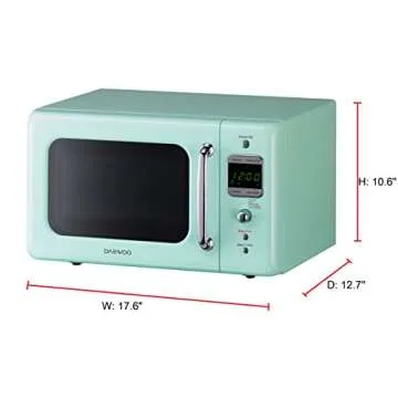 Daewoo KOR-7LREM Retro Countertop Microwave Oven 0.7 Cu.'., 700W | Mint Green