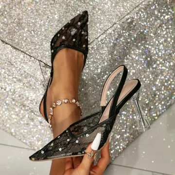 Getmorebeauty Kitten Sequin Slingback Heels | Bridal Sandals