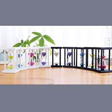 Hourglass 60 Minutes White Sand Timer, Black Wooden Frame Sandglass