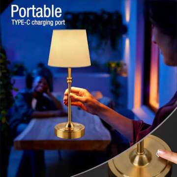 ONEWISH Battery Operated Cordless Table Lamp - Stylish & Versatile