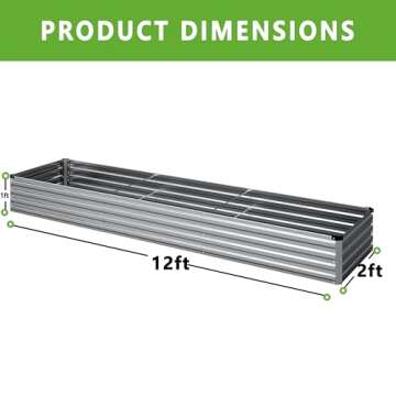 DIIYIV 2PCS 12x2x1FT Galvanized Raised Garden Bed Kit for Planting and Gardening