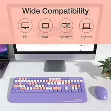 GEEZER Wireless Keyboard and Mouse Combo - Colorful, Ergonomic, Plug & Play