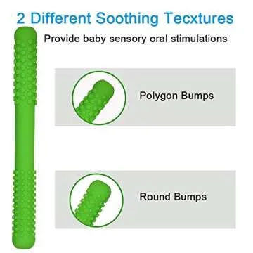 Hollow Teething Tubes Toys for Babies Girls Boys, 5 Pack Silicone Baby Teether Toy Tube for Infants with Nursing Biting Chewing, Chew Straws for Toddlers 6-12 Months (Style A)