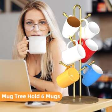 Stylish Buruis Mug Rack with 6 Hooks and Elegant Design