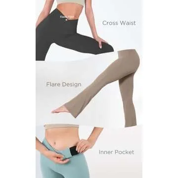 ODODOS Women's Cross Waist Bootcut Yoga Pants with Inner Pocket, Non See Through Bootleg Gym Workout Pants -Inseam 31", Burgundy, Large