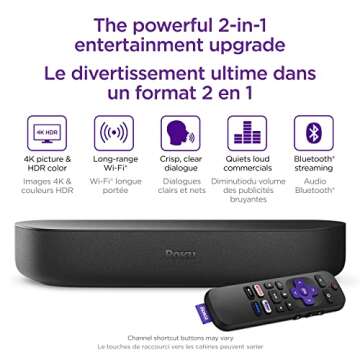 Roku Streambar | 4K HDR Streaming Device & Premium Roku Soundbar All In One, Roku Voice Remote, Free...