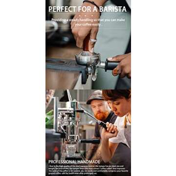 51mm Espresso Tamper-Premium Barista Coffee Tamper Coffee Tamper Classic Series Stainless Steel Espresso Tamper Coffee Press Tool Tamper Espresso Handle, 90x51mm, Solid wood, Stainless steel