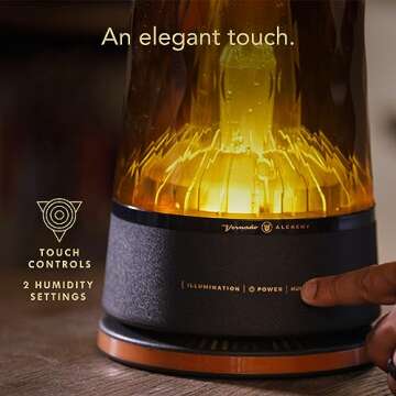 Vornado LUCERNA 2 Alchemy Ultrasonic Humidifier with Ambient Light, 1 Gallon Capacity, 24 Hour Runtime, Modern Luxury Design, Auto Shut-Off, Amber, Whole Room
