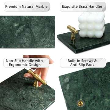 Stylish Marble Towel Holder with Gold Handle