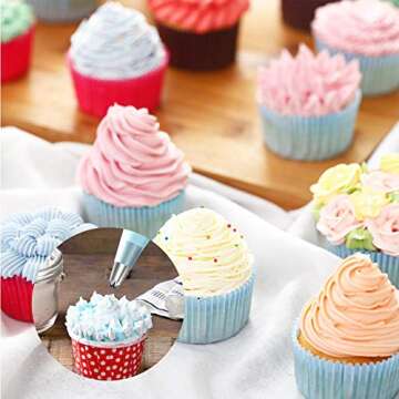 Ouddy Frosting Piping Kit, Piping Bags and Tips Set Cake Decorating Supplies with 24 Piping Tips, 3 Reusable Silicone Pastry Bags,3 Icing Smoother, 3 Couplers for Baking Supplies, 39Pcs (Silver)