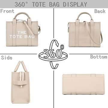Work Tote Bags for Women - Trendy Personalized Oversized PU Leather Tote Bag Large Capacity Top-Handle Shoulder Crossbody Bags (A Beige)
