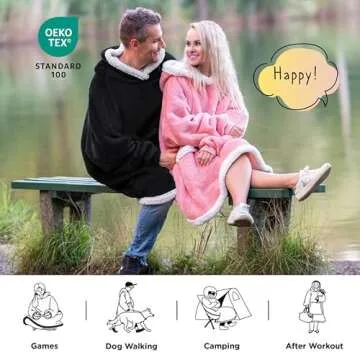 Bedsure Sherpa Fleece Blanket Hoodie for All Ages