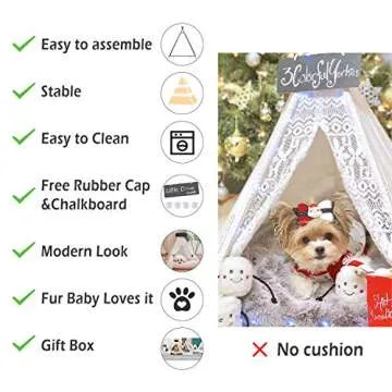 little dove Pet Teepee Dog(Puppy) & Cat Bed - Portable Pet Tents & Houses for Dog(Puppy) & Cat Lace Style 24 Inch no Cushion