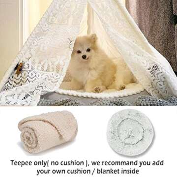 little dove Pet Teepee Dog(Puppy) & Cat Bed - Portable Pet Tents & Houses for Dog(Puppy) & Cat Lace Style 24 Inch no Cushion