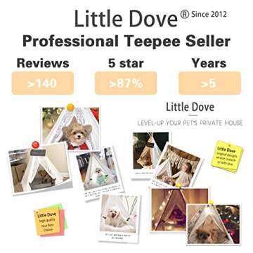 little dove Pet Teepee Dog(Puppy) & Cat Bed - Portable Pet Tents & Houses for Dog(Puppy) & Cat Lace Style 24 Inch no Cushion